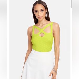 BEBE | CROSS FRONT AND BACK BUSTIER
SWEATER TOP